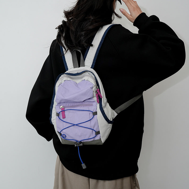 Purple Mini Lightweight Drawstring Backpack for Women - Small Casual Travel Daypack