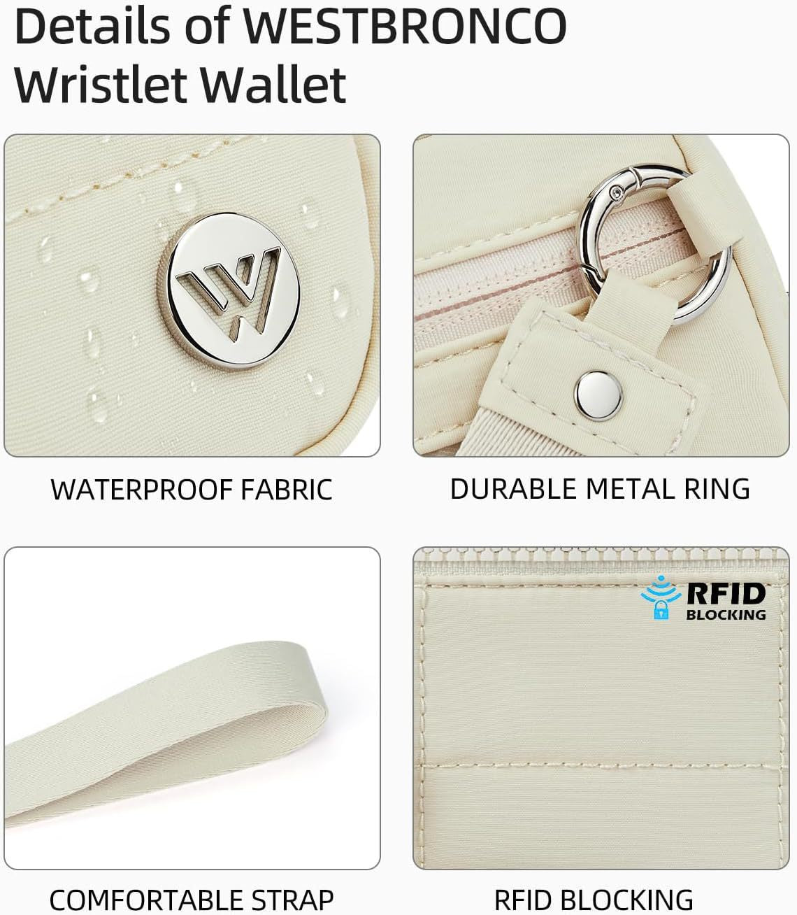 Khaki Elegant WESTBRONCO Quilted Phone Bag Wallet 5