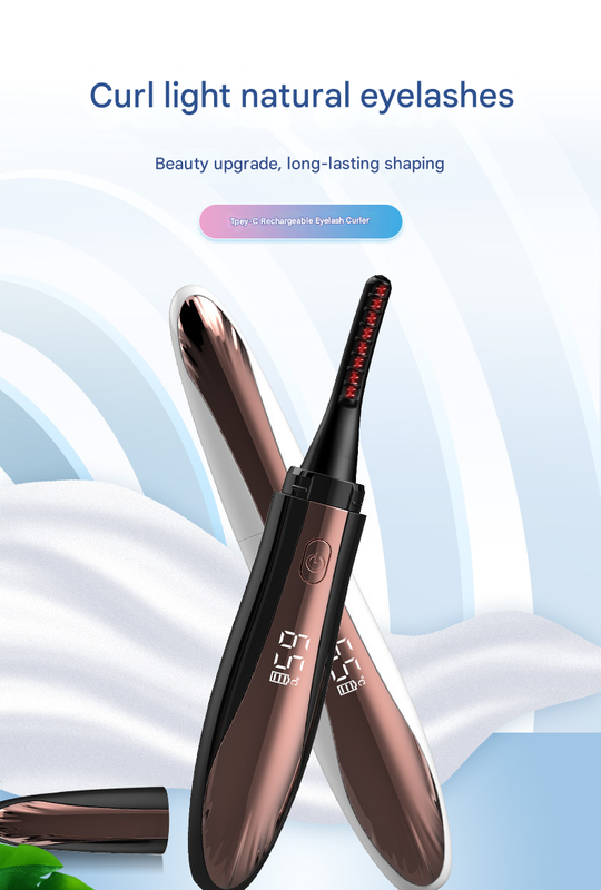 White Professional Electric Heated Eyelash Curler - 4 Temperature Settings, LED Display, USB-C Rechargeable for Perfectly Curled Lashes 4