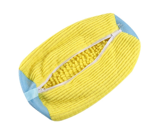 Yellow 2piece Durable Sneaker Wash Bag for Washing Machine - Anti-Deformation Shoe Protector with Chenille Fabric