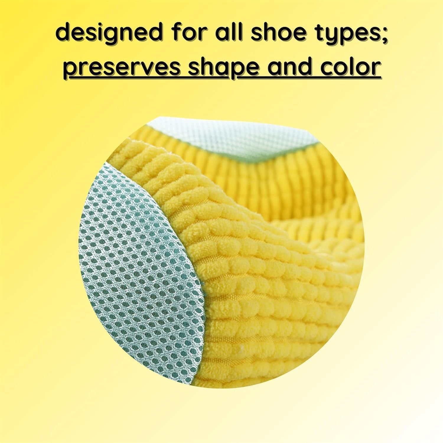 Yellow 2piece Durable Sneaker Wash Bag for Washing Machine - Anti-Deformation Shoe Protector with Chenille Fabric 3