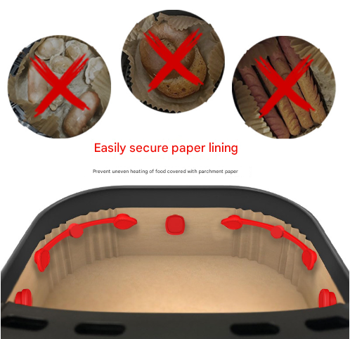 4piece Grey small flower Magnetic Silicone Clips - Food-Grade High-Temperature Air Fryer Paper Liner Holders