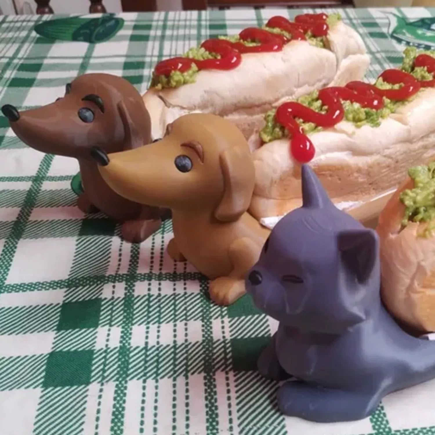 Light Brown Creative Dachshund Hot Dog Tray - Cute Dog-Shaped Sandwich Holder with 3D Decor 3