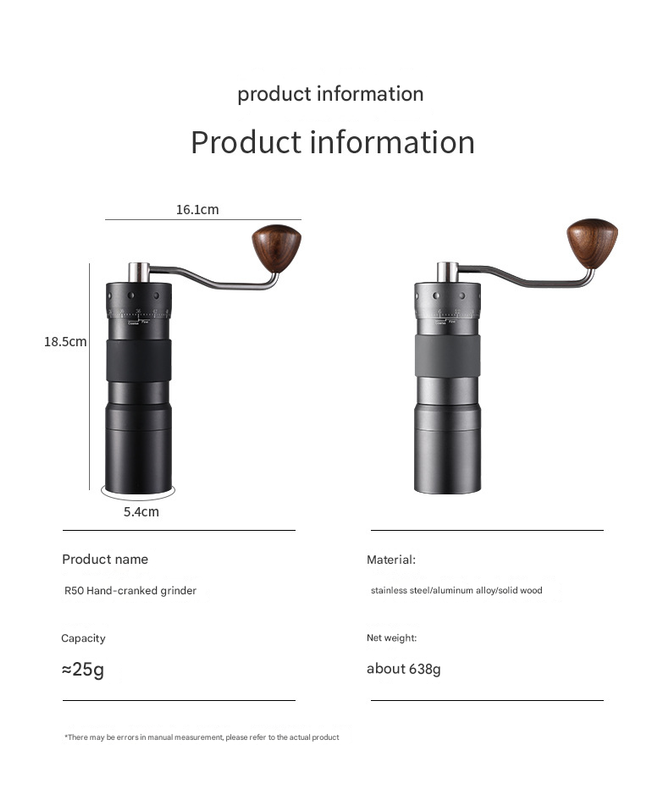 Grey Premium 7-Star Manual Coffee Grinder - Portable Bean Mil（R60pro） 5