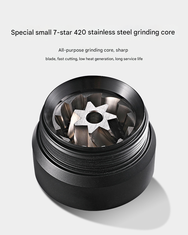Grey Premium 7-Star Manual Coffee Grinder - Portable Bean Mil(R50pro) 3