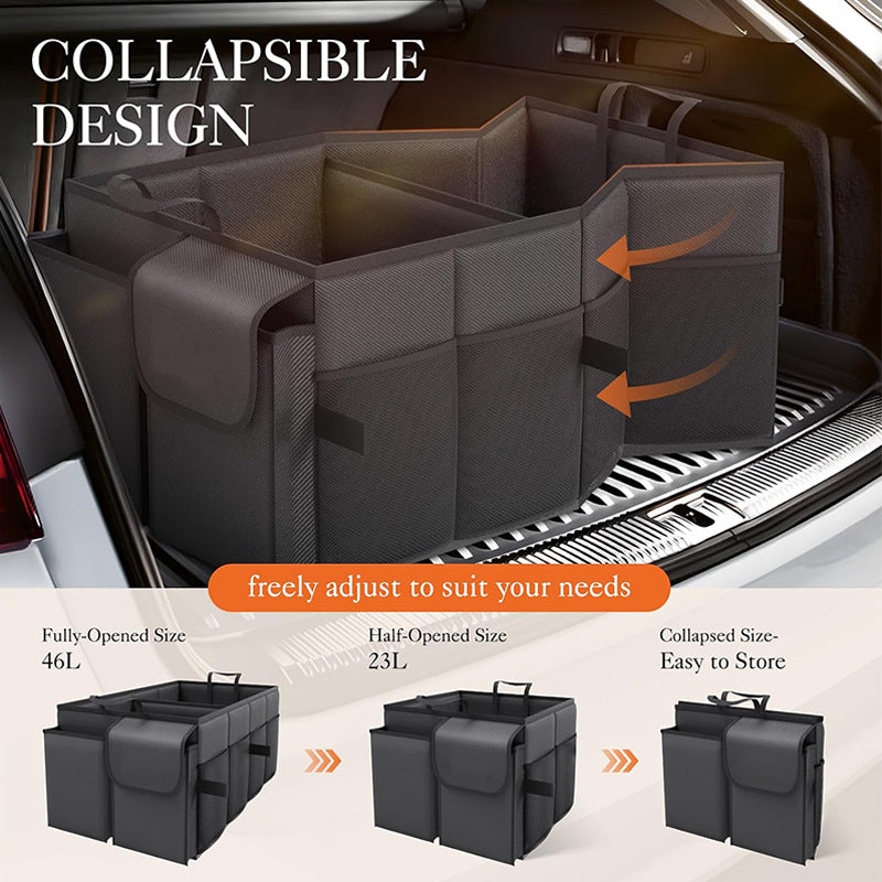 Black Car Trunk Storage Box - Foldable Organizer 3