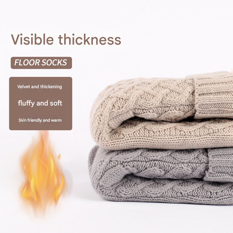 Red Women's Cozy Cable Knit Slipper Socks - Plush Fleece Lined Thermal Socks with Non-Slip Grips 4