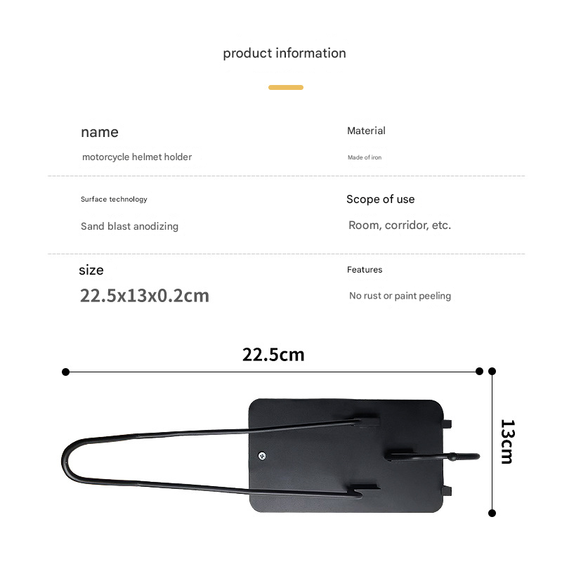 Iron Wall Mounted Motorcycle Helmet Holder - Heavy-Duty Gear Rack with Jacket Hook for Helmets, Coats & Accessories 4
