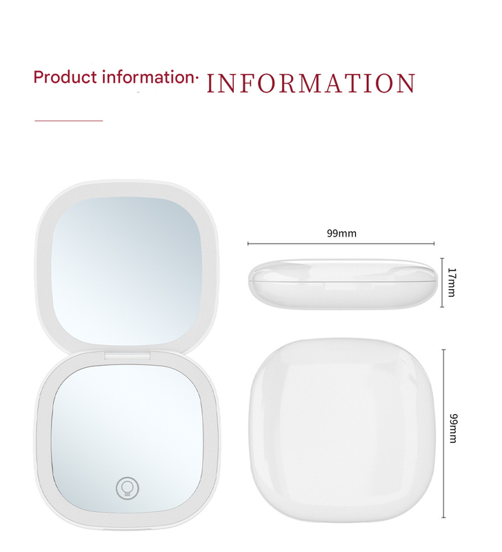 2-piece Green Portable LED Makeup Mirror - Rechargeable Compact with 3-Color Lights & 5x Magnification 4