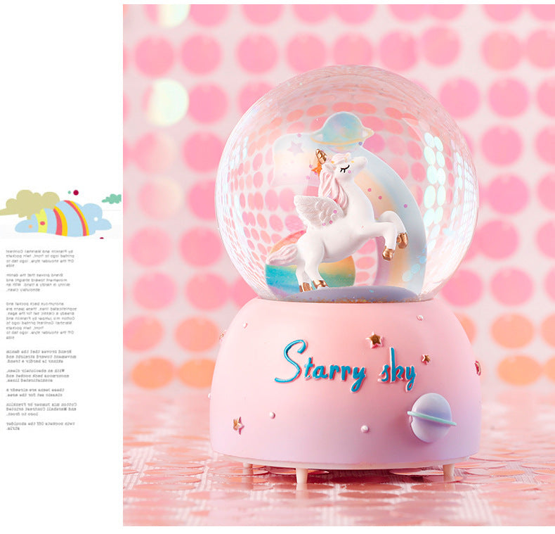 Enchanting Unicorn Snow Globe Music Box - Magical Starry Sky Musical Gift for Girls 3