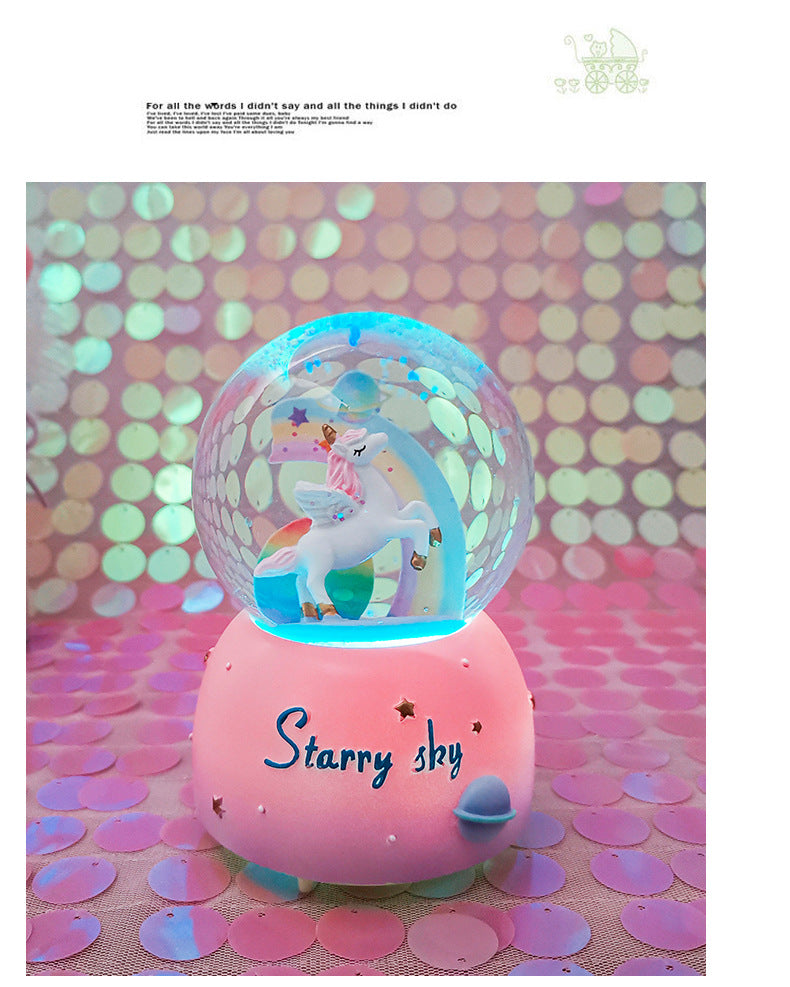 Enchanting Unicorn Snow Globe Music Box - Magical Starry Sky Musical Gift for Girls 4