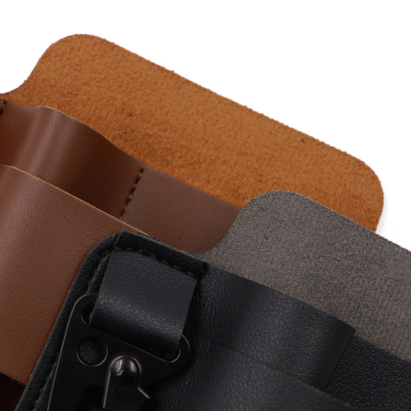 2-piece Brown Outdoor EDC Tactical Tool Waist Bag - Multi-Functional Belt Storage Pouch with Flashlight, Copper Sleeve, and Survival Knife Holder 3