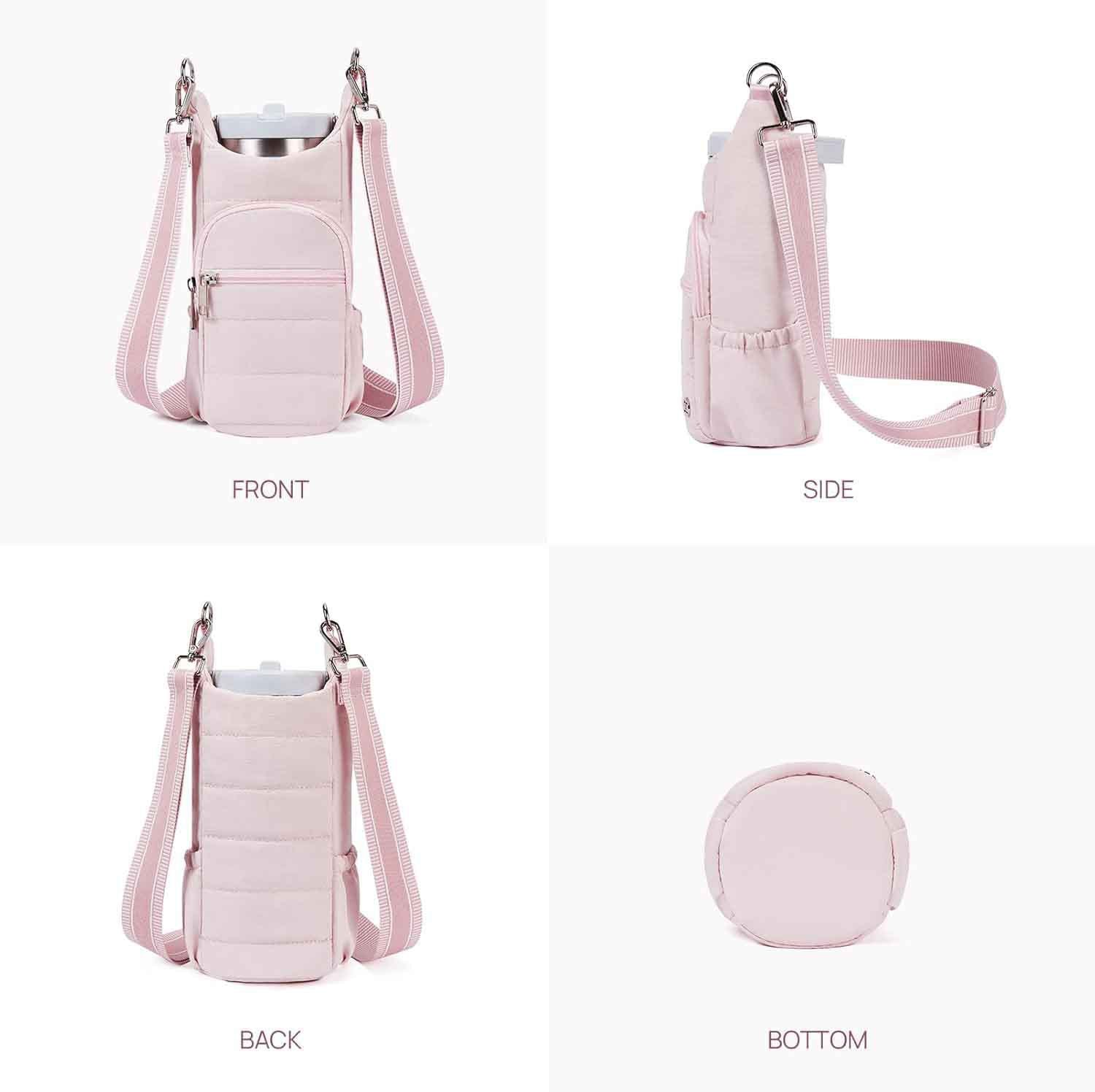 White Women's Crossbody Water Bottle Bag-Perfect for Hiking and Cycling 3