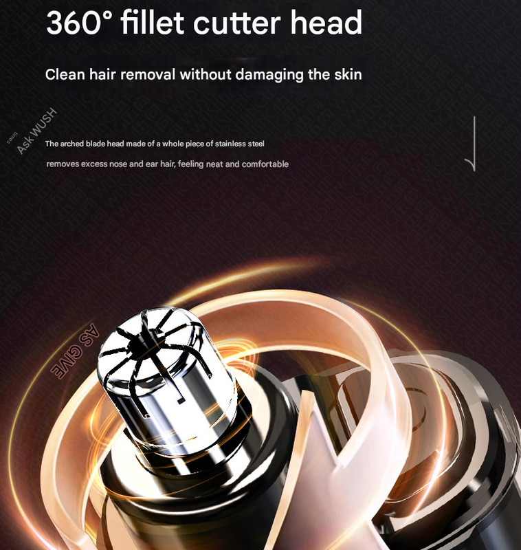 White Painless Electric Nose & Ear Hair Trimmer - USB-C Rechargeable Grooming Tool with LED Battery Display for Men and Women 3