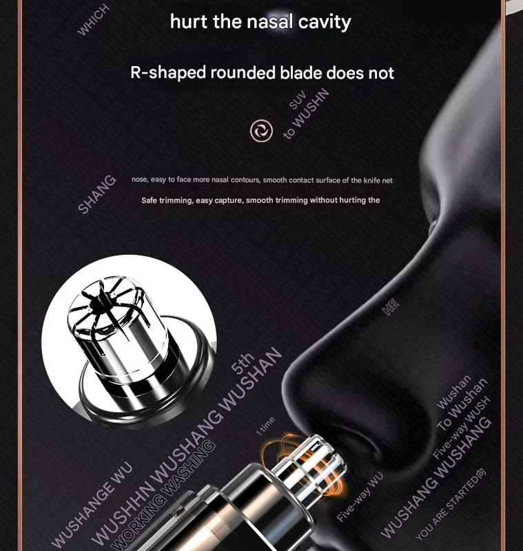 White Painless Electric Nose & Ear Hair Trimmer - USB-C Rechargeable Grooming Tool with LED Battery Display for Men and Women 4