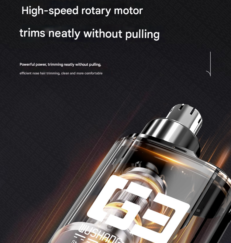 Orange Painless Electric Nose & Ear Hair Trimmer - USB-C Rechargeable Grooming Tool with LED Battery Display for Men and Women 5