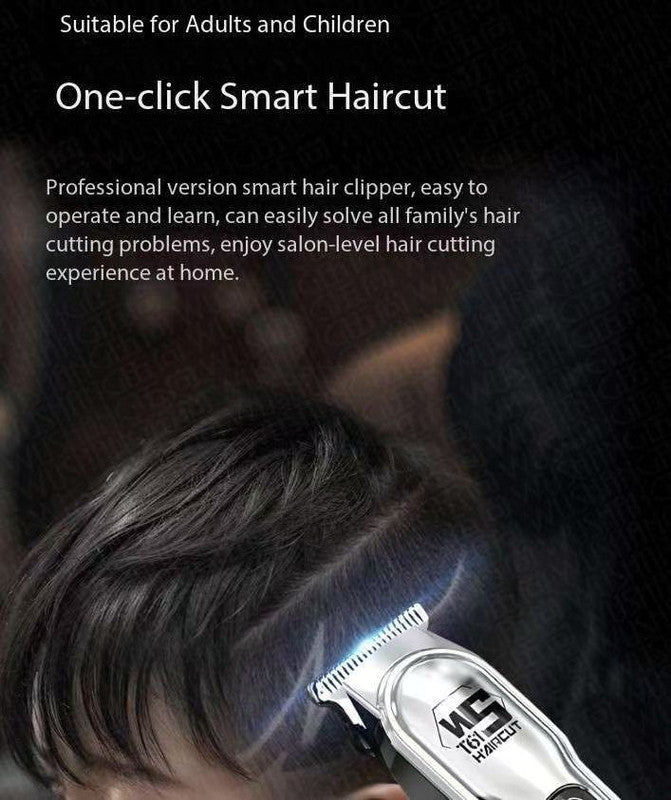 Silver Professional Cordless Hair Clippers - USB Rechargeable Trimmer with LED Display for Barbers & Home Grooming 5