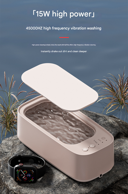 Silver Portable Ultrasonic Cleaner - 45kHz Professional High-Frequency Cleaning Machine for Jewellery, Glasses, Watches, and Makeup Brushes 3