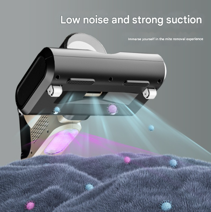 White High-Power Wireless UV Sterilization Mite Removal Vacuum Cleaner - Powerful Suction and Deep Cleaning for Home Use 5
