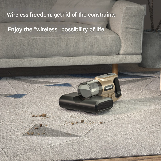 Khaki High-Power Wireless UV Sterilization Mite Removal Vacuum Cleaner - Powerful Suction and Deep Cleaning for Home Use 3