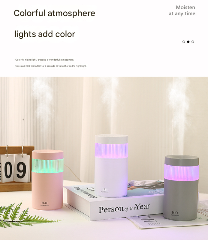 2-Piece White Mini Desktop Humidifier - Portable Mist Maker for Home and Car Use 3
