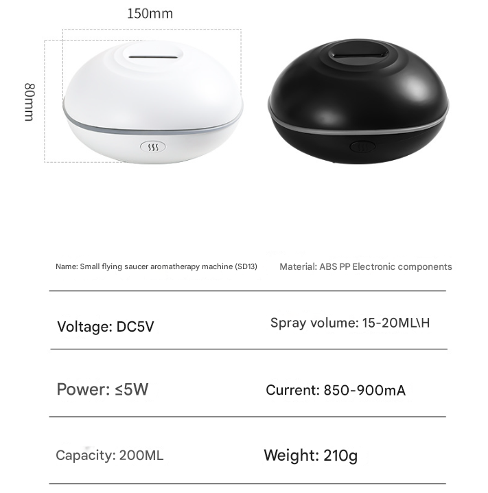 White Mini USB Aromatherapy Diffuser with Flame Projection - Portable Humidifier for Home and Car Use 6