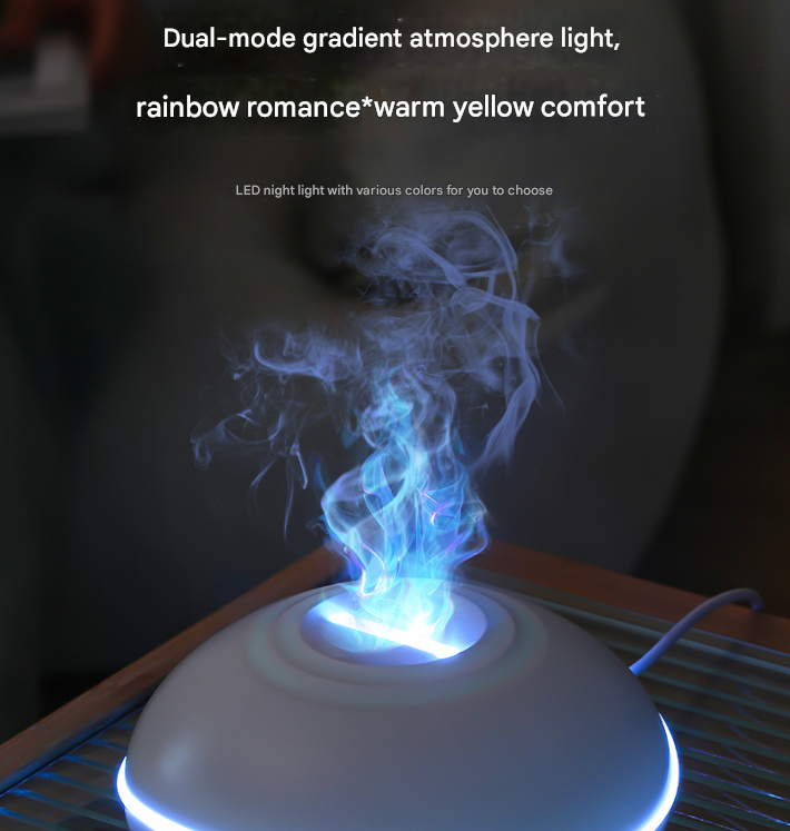 Wood grain Mini USB Aromatherapy Diffuser with Flame Projection - Portable Humidifier for Home and Car Use 3