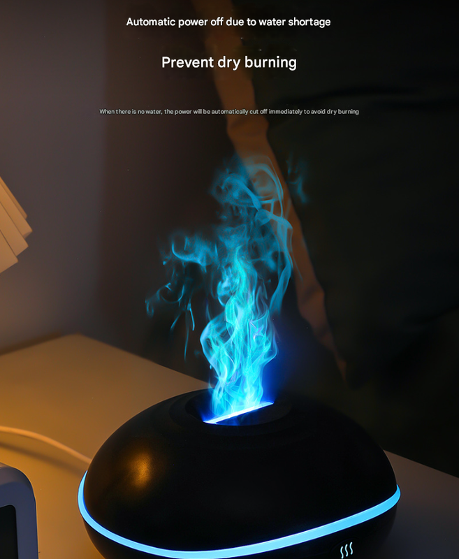 Wood grain Mini USB Aromatherapy Diffuser with Flame Projection - Portable Humidifier for Home and Car Use 6