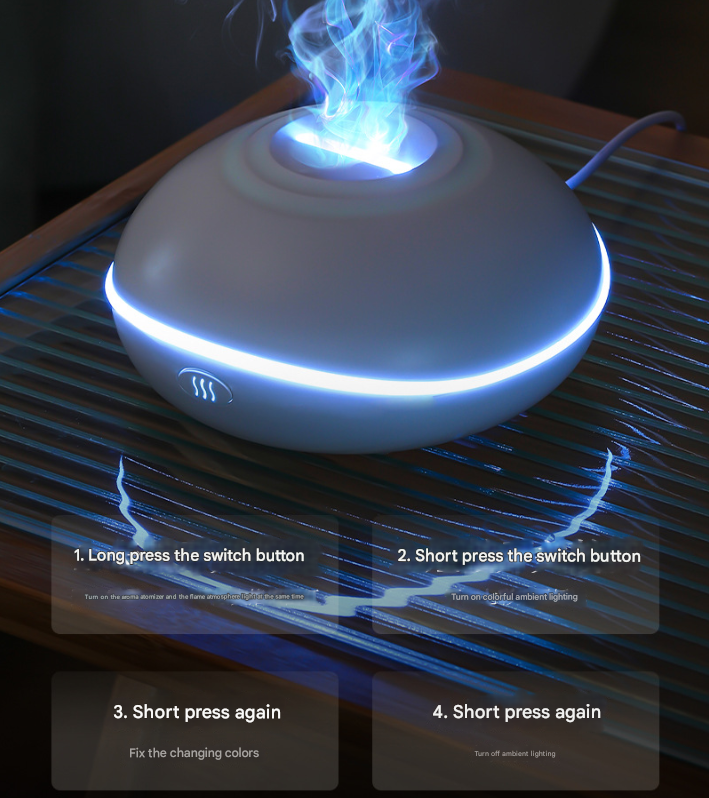 Crack color Mini USB Aromatherapy Diffuser with Flame Projection - Portable Humidifier for Home and Car Use 4