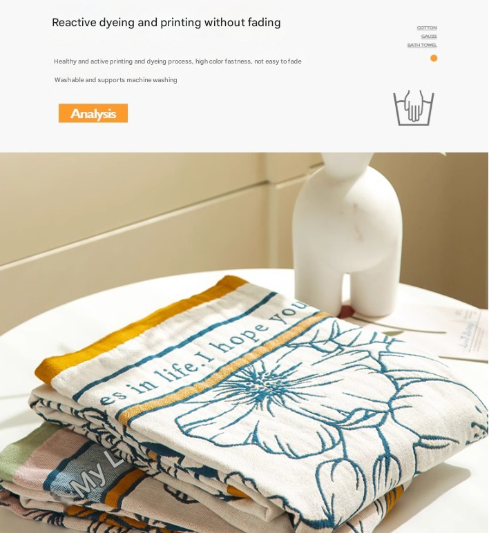 Flower Fairy 40S Pure Cotton Gauze Bath Towel - Extra Large, Thick, Soft, and Highly Absorbent for Adults 4