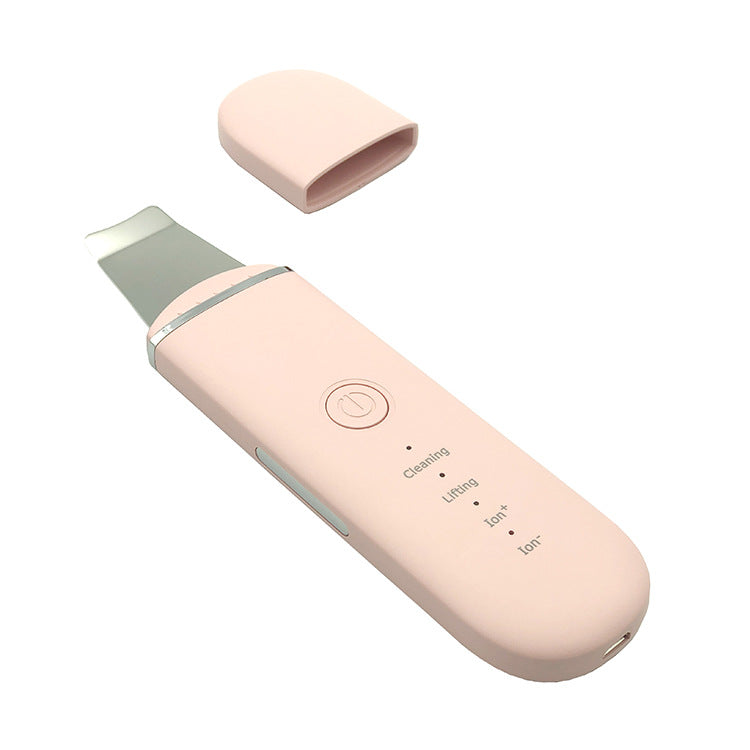 Pink Professional Ultrasonic Skin Scrubber - 4-in-1 Facial Spatula for Deep Cleaning, Blackhead Removal, and EMS Lifting