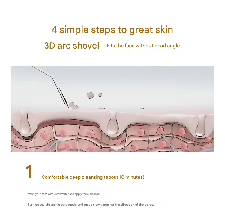 Pink Professional Ultrasonic Skin Scrubber - 4-in-1 Facial Spatula for Deep Cleaning, Blackhead Removal, and EMS Lifting 3