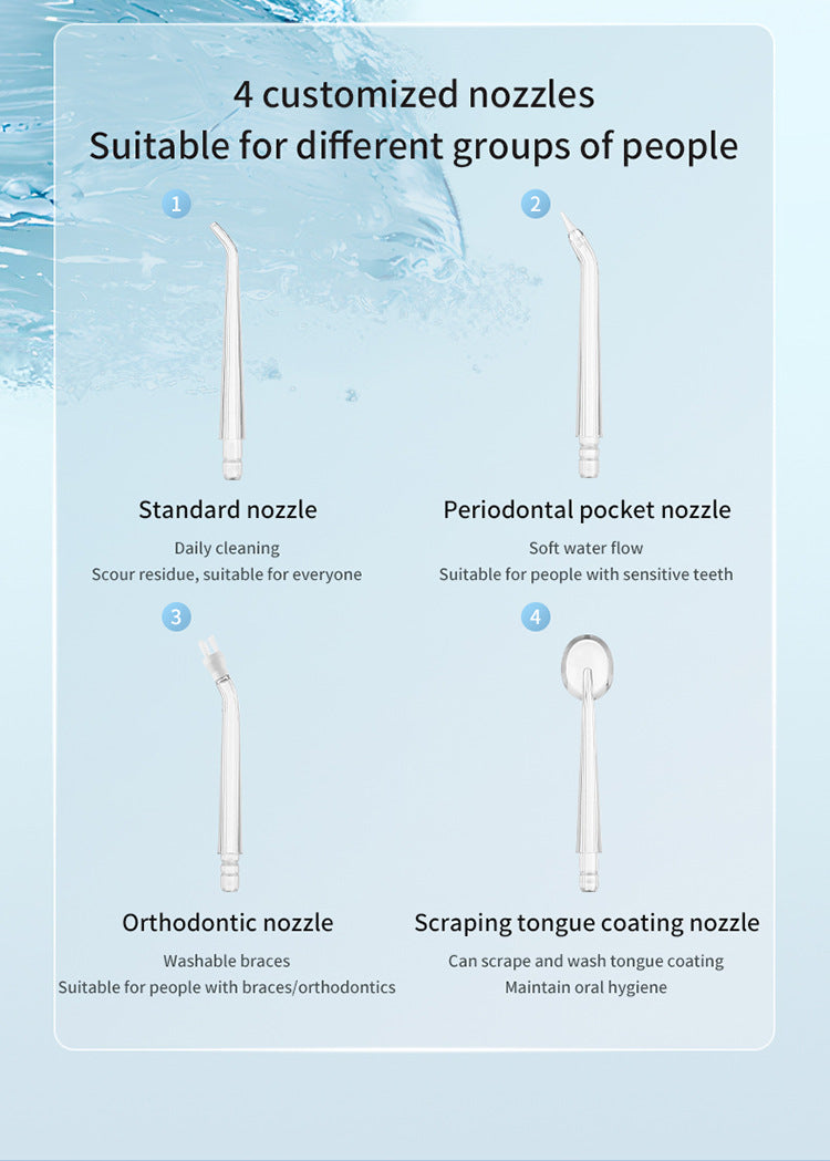 Blue Cordless Water Flosser & Oral Irrigator - Portable Teeth Cleaner with 3 Modes & 4 Jet Tips 8