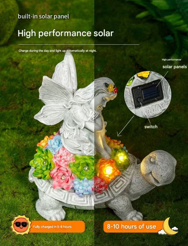 Big turtle Charming Solar-Powered Animal Garden Statue - Waterproof Resin Figurine with Glowing LED Accents 4
