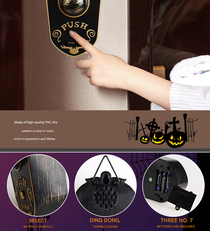 2-Piece Black Halloween Animated Eyeball Doorbell - Spooky Light-Up Prop with Scary Sounds for Party & Door Decoration 4