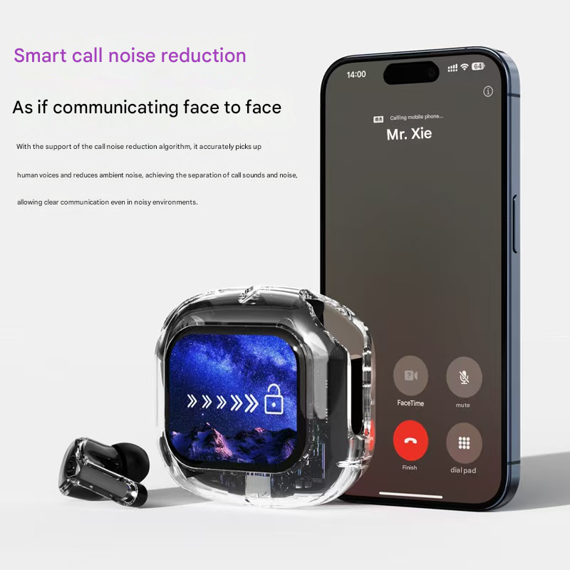 Green Smart TWS Earbuds with Full-Color LCD Touchscreen Case - Bluetooth 5.4, HiFi Stereo & ENC Noise Cancelling 8