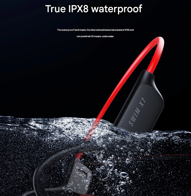 White orange IPX8 Waterproof Swimming Headphones - Bone Conduction with 32GB MP3 Player 3