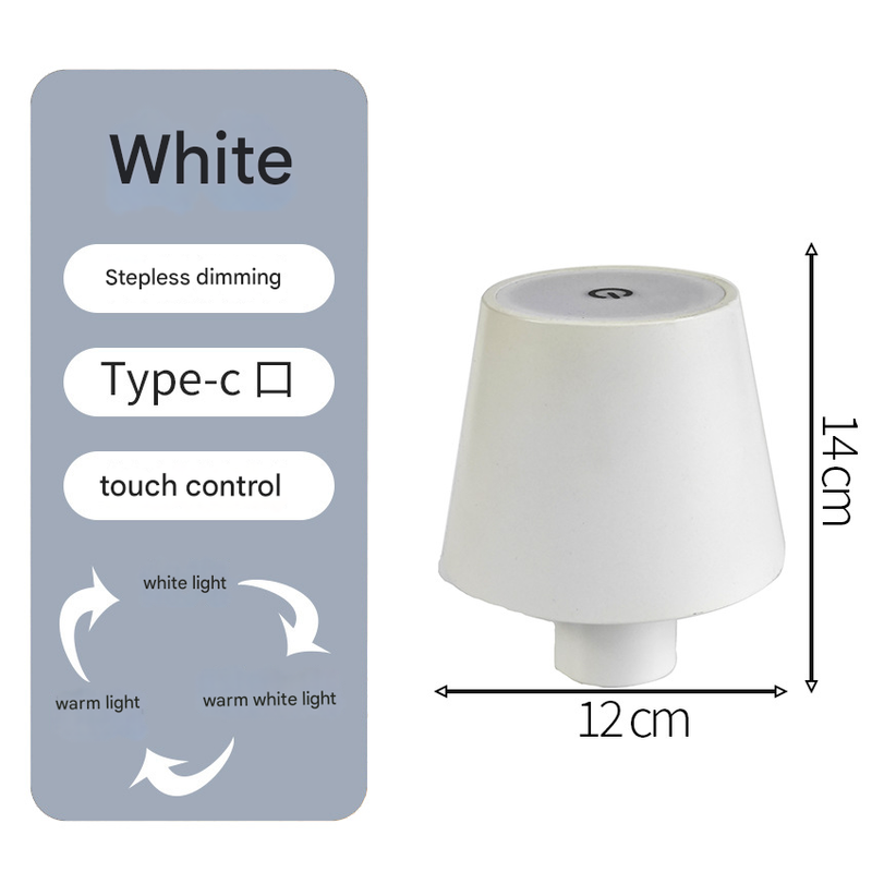 Smooth white Cordless LED Bottle Lamp - Rechargeable Touch-Control Table Light with 3 Color Modes for Bar & Home Decor