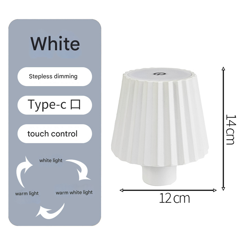 Striped white Cordless LED Bottle Lamp - Rechargeable Touch-Control Table Light with 3 Color Modes for Bar & Home Decor