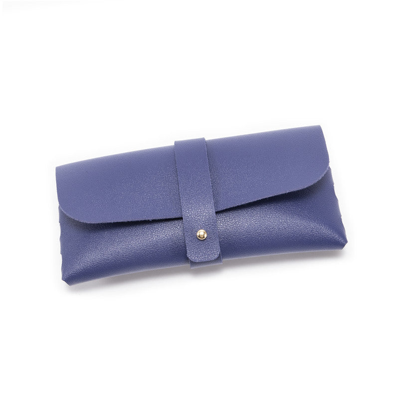 3-Pieces Blue Chic & Sleek PU Leather Soft Eyeglass Case - Protective Pouch for Sunglasses & Reading Glasses