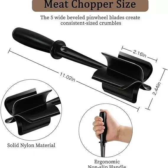 3-pieces Red Premium Heat Resistant Meat Chopper - Ground Meat Masher Utensil for Hamburger & Non-Stick Pans 4