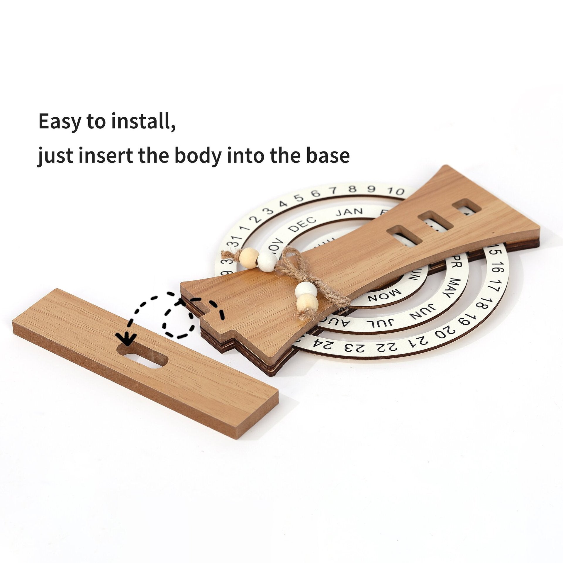 Shovel style Rustic Wooden Perpetual Calendar - Reusable Rotating Desk & Tabletop Decor 3