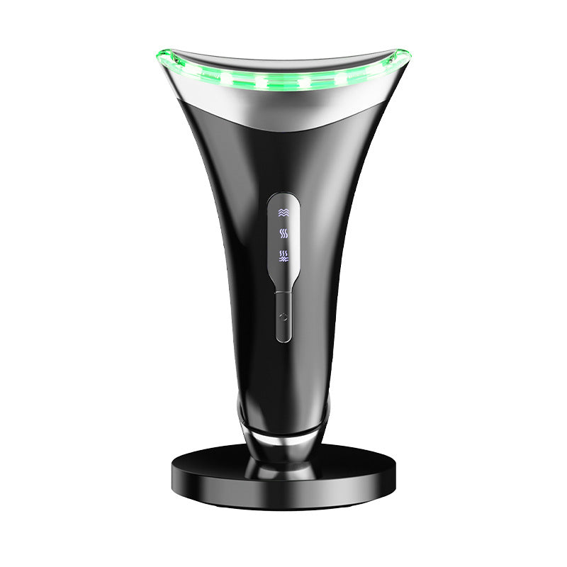 MJ-400 black Rechargeable EMS Facial & Neck Sculpting Device - 3-in-1 LED Light Therapy Massager(Seven Colors)