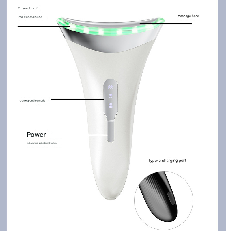 MJ-400 Black Rechargeable EMS Facial & Neck Sculpting Device - 3-in-1 LED Light Therapy Massager(Three colors) 3
