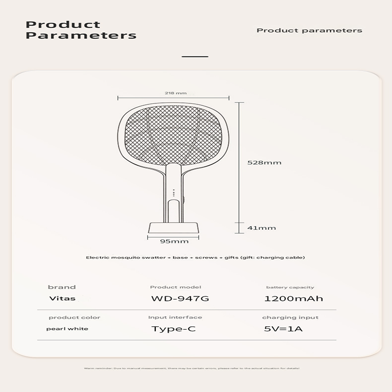 White Rechargeable 2-in-1 Bug Zapper Racket - Electric Fly Swatter & UV Mosquito Lamp with Charging Base 4