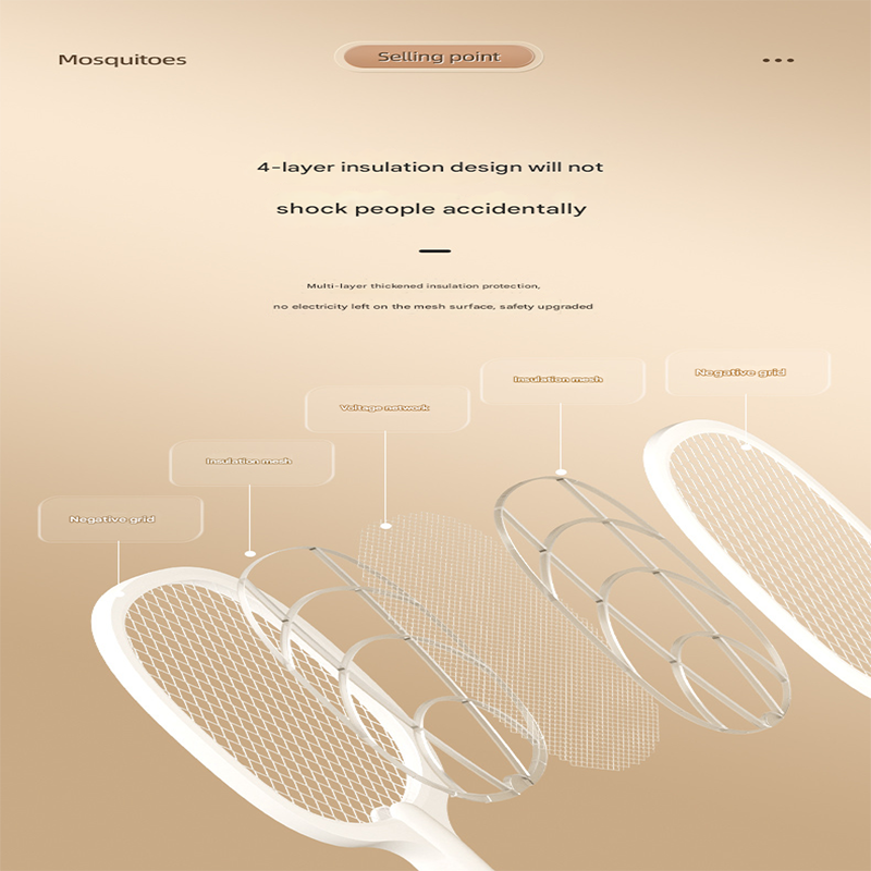 White Rechargeable 2-in-1 Bug Zapper Racket - Electric Fly Swatter & UV Mosquito Lamp with Charging Base 3