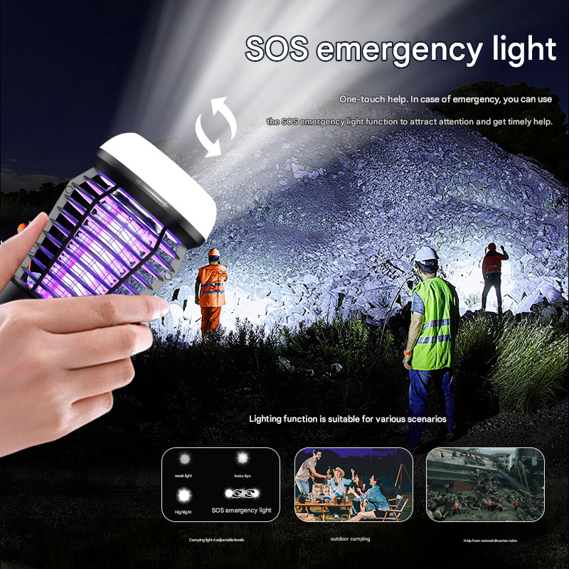White Rechargeable 3-in-1 Bug Zapper Lantern - Portable UV Mosquito Killer with Camping Light & SOS Mode 3