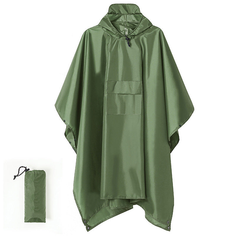 Green 3-in-1 Multifunctional Outdoor Rain Poncho - Ground Mat & Shelter - Lightweight & Waterproof for Hiking & Camping