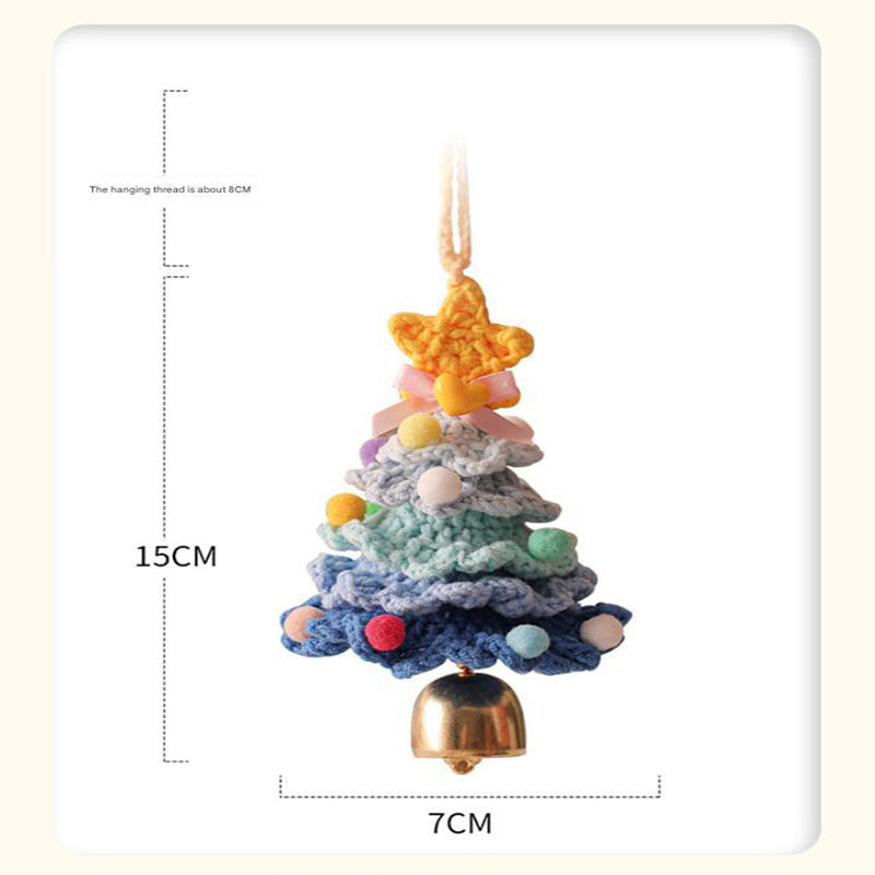 2 Pcs Handmade Crochet Christmas Tree Ornament - Plush Knitted Decoration with Bell - Ideal for Home, Car & Holiday Decor(Style G) 5