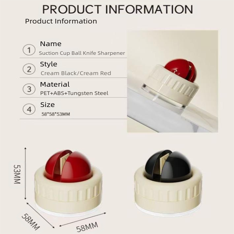 Two red pieces and two black pieces Powerful Suction Kitchen Knife Sharpener - Tungsten Steel Fast Sharpening Tool for Household Knives & Scissors 5
